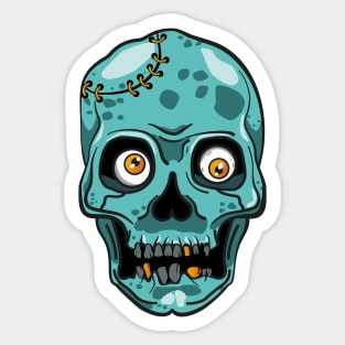 Blue Crazy Skull Sticker